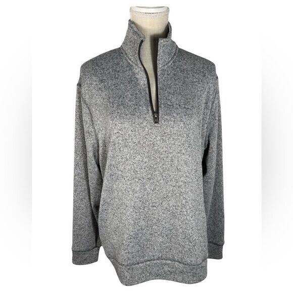 Sonoma Men's Heather Gray Quarter Zip Fleece Casual Pullover Sweater - Picture 2 of 6
